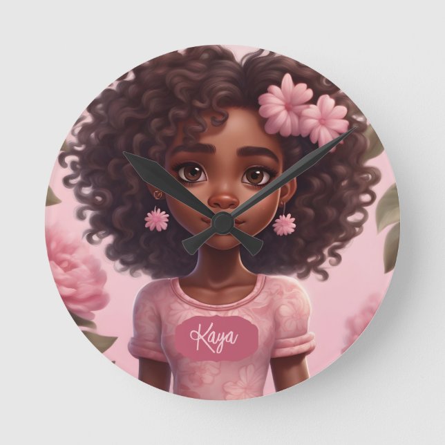 Black Girl Clock Personalised (Front)