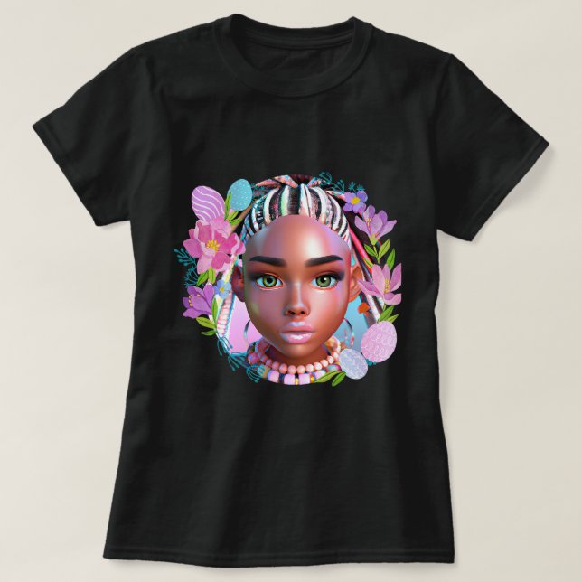 Black Girl Easter Magic Brown Skin Girls Spring Ea T-Shirt (Design Front)