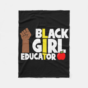 Black Girl Educator Fist Black History Month Lit A Fleece Blanket