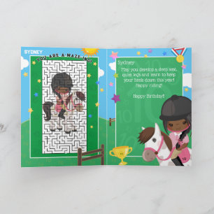 Black Girl Equestrian You Are A-Maze-ing Birthday Card