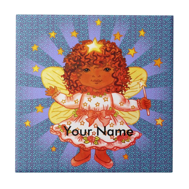 Black Girl Fairy Ceramic Tile (Front)