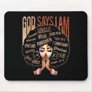 Black girl god says am black melanin history month mouse pad