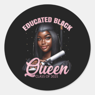 Black Girl Graduation Hbcu Senior Melanin Pink Cl  Classic Round Sticker