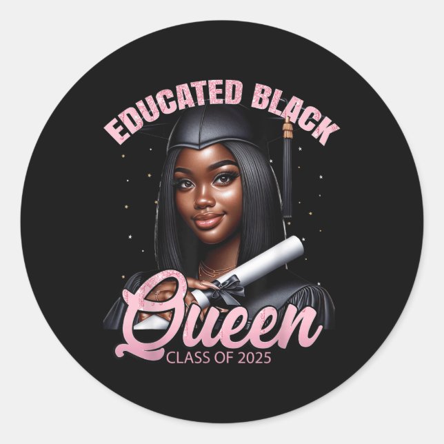 Black Girl Graduation Hbcu Senior Melanin Pink Cl  Classic Round Sticker (Front)