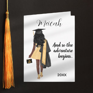 Black Girl Graduation Modern Congrats Grad Card