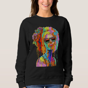 Black Girl Inspired Black Woman Paint Dripping Rel Sweatshirt