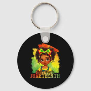 Black Girl Juneteenth 1865 Celebrate Indepedence D Key Ring