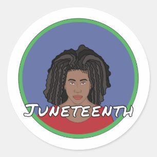 Black Girl Juneteenth Classic Round Sticker