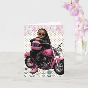 Black Girl Long Braids Bad to the Bone Birthday Card
