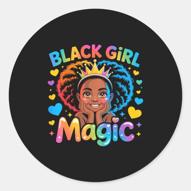 Black Girl Magic African Girl Hbcu  Classic Round Sticker (Front)