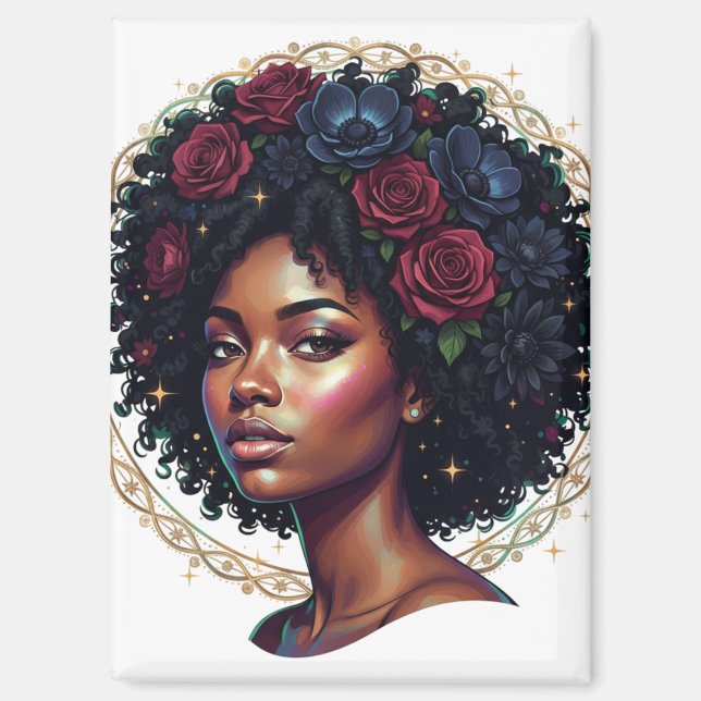 Black Girl Magic Afro Diva Magnet (Front)