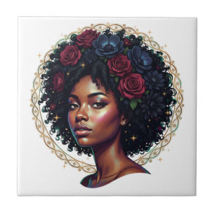 Black Girl Magic Afro Diva Partyware Ceramic Tile