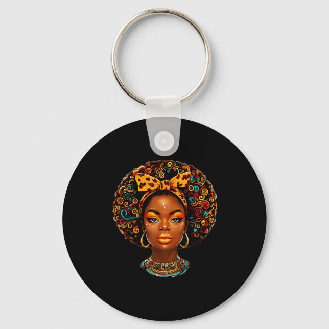 Black Girl Magic Afro Melanin Queen African Americ Key Ring (Front)