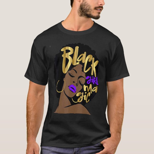 Black Girl Magic Afro Woman Purple Violet Diva Mel T-Shirt (Front)