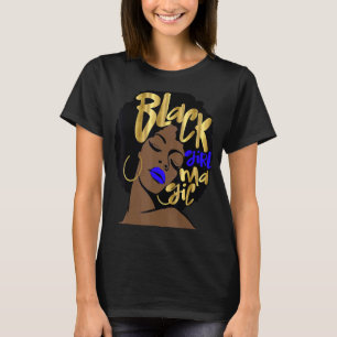 Black Girl Magic Afro Woman Royalty Blue Diva Mela T-Shirt