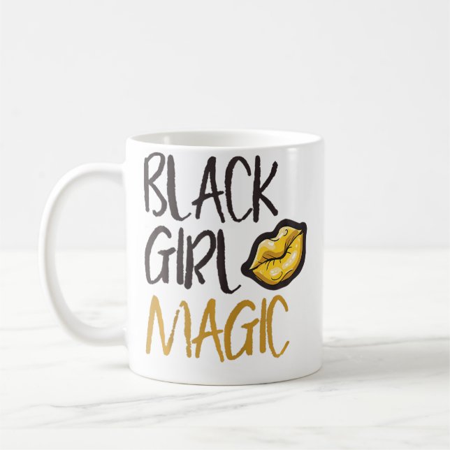 Black Girl Magic Afrocentric African American Girl Coffee Mug (Left)