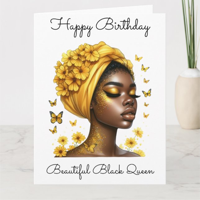 Black Girl Magic Birthday Sista Melanin Woman Card (Front)