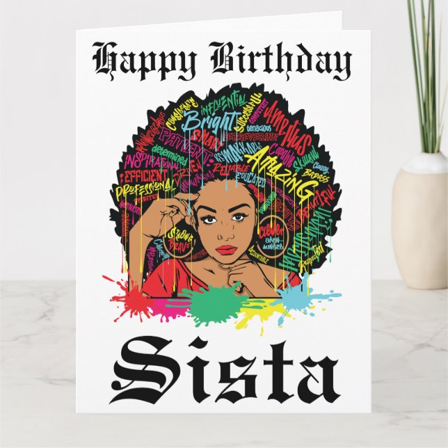 Black Girl Magic Birthday Sista Melanin Woman Card (Front)