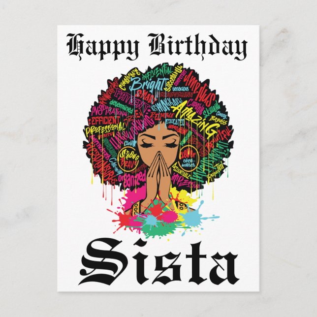 Black Girl Magic Birthday Sista Melanin Woman Postcard (Front)