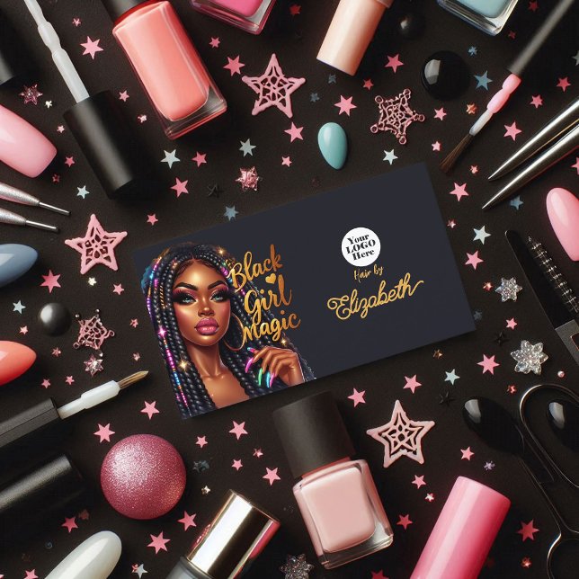 Black Girl Magic Elegant Hair Salon Branding Business Card (Black Girl Magic Elegant Hair Salon Branding Business Card)
