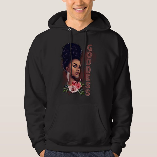 Black Girl Magic Goddess Afro Girl Faith God Stron Hoodie (Front)