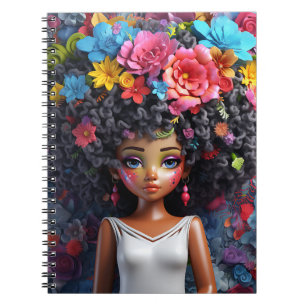 Black girl magic melanin brown skin girls flowers notebook