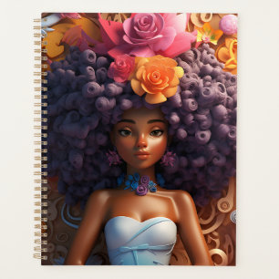 Black girl magic melanin brown skin girls flowers planner