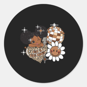 Black Girl Magic Melanin History Girls Afro Puffs Classic Round Sticker