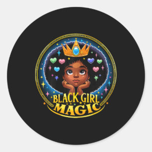 Black Girl Magic Melanin Poppin Juneteenth Classic Round Sticker
