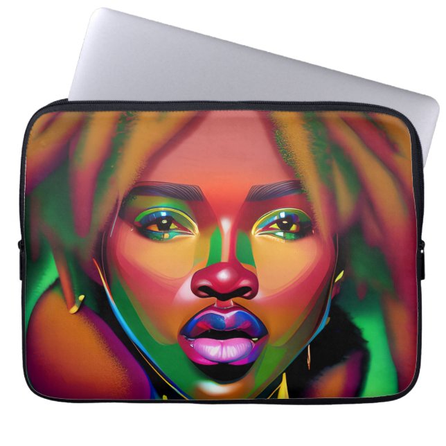 Black Girl Magic Melanin Poppin Juneteenth Queen Laptop Sleeve (Front)