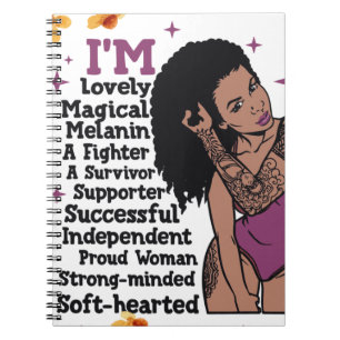 Black girl magic, melanin poppin, sista, brown ski notebook