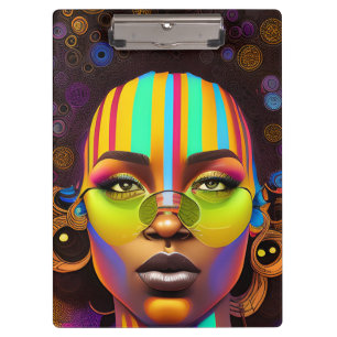 Black girl magic, melanin woman, pastel rainbow qu clipboard
