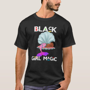 Black Girl Magic Mermaid Cute Girly Pretty Brown S T-Shirt