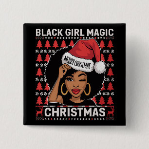 Black Girl Magic Merry Christmas African American  15 Cm Square Badge