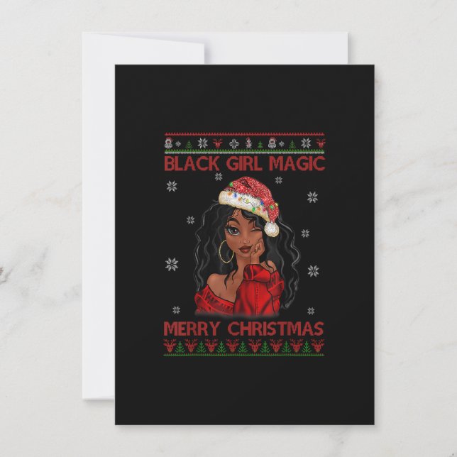 Black Girl Magic Merry Christmas African American  Invitation (Front)