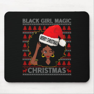 Black Girl Magic Merry Christmas African American Mouse Pad