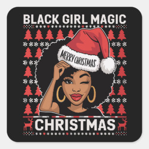 Black Girl Magic Merry Christmas African American  Square Sticker