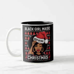 Black Girl Magic Merry Christmas African American  Two-Tone Coffee Mug