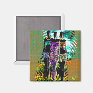 Black Girl Magic Mixed‑Media Silhouette Magnet