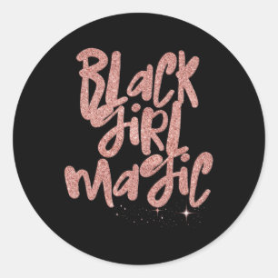 Black Girl Magic Pink Stars Afro Black Queen Melan Classic Round Sticker