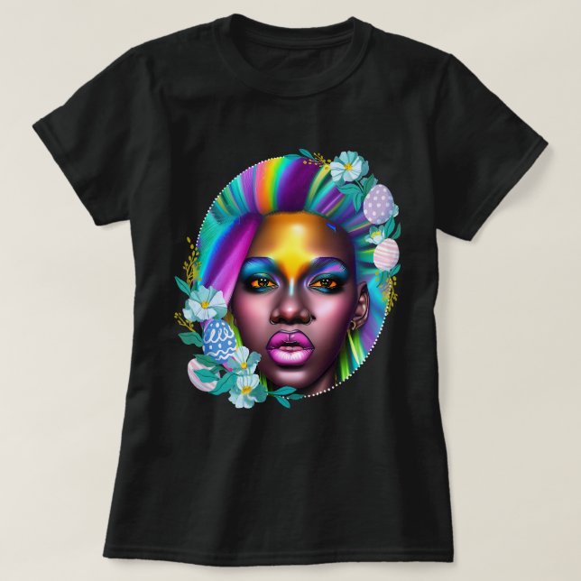 Black Girl Magic Rainbow Spring Melanin Sista Wome T-Shirt (Design Front)