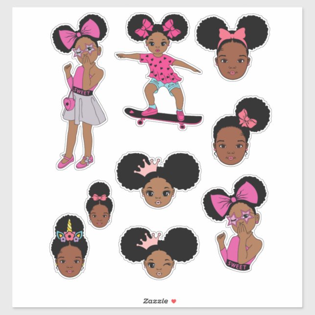 Black Girl Magic Sticker Decals Fun Girls Melanin  (Sheet)