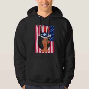 Black Girl Melanin Uncle Sam Hat 4th Of July Women Hoodie