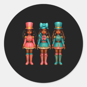 Black Girl Nutcracker Western Christmas Pink Nutcr Classic Round Sticker
