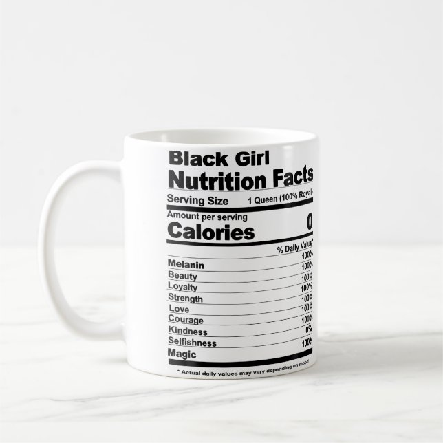 Black Girl Nutritional Facts Black Girl Nutrition  Coffee Mug (Left)