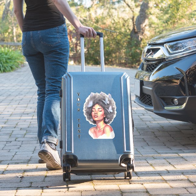 Black Girl Pastel Minimalistic Butterfly Custom (Suitcase Insitu)