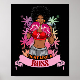 Black Girl Pink Warrior Breast Cancer Awareness Bo Poster