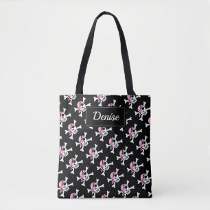 Black Girl Pirate Skull and Crossbones Tote Bag
