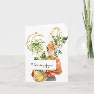 Black Girl Plant Lover Thinking of You Card