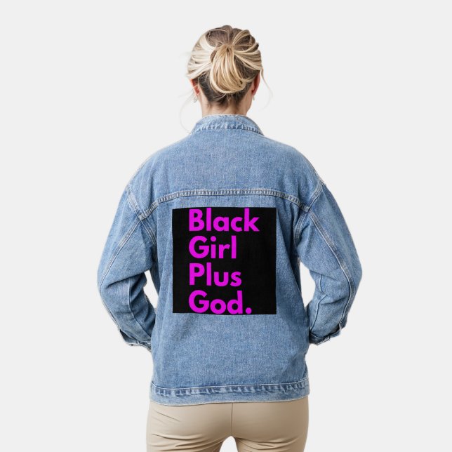 BLACK GIRL PLUS GOD DENIM JACKET (Model)